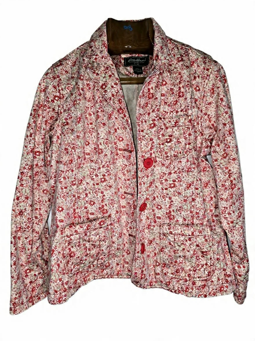 Eddie Bauer Pink and Red Floral Quilted Blazer Cottagecore Gardengirl